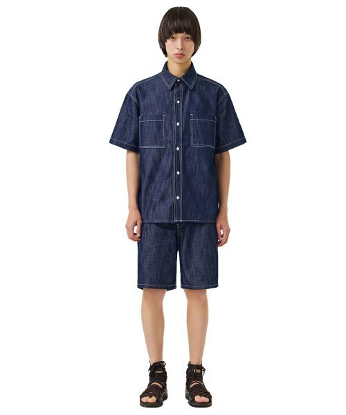 LAUGHER（ラファー）の「[夏][ノンフェード] 2ポケットデニムワークシャツ半袖 - インディゴ（シャツ/ブラウス・レディース・その他・LARGE/MEDIUM/X-LARGE）」の8枚目の写真