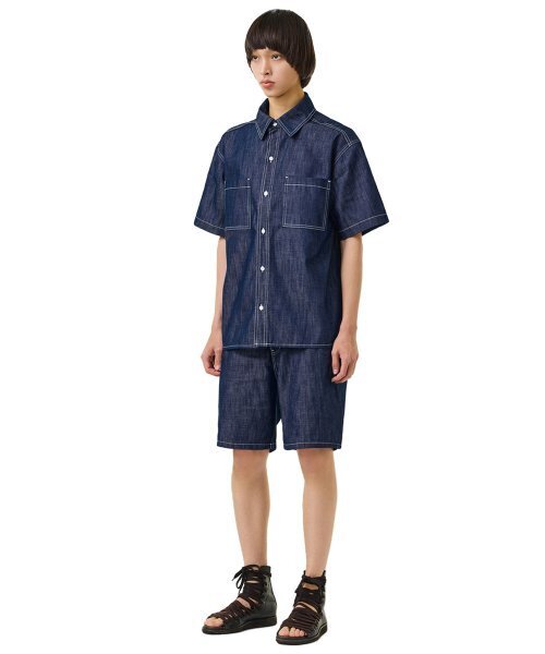 LAUGHER（ラファー）の「[夏][ノンフェード] 2ポケットデニムワークシャツ半袖 - インディゴ（シャツ/ブラウス・レディース・その他・LARGE/MEDIUM/X-LARGE）」の9枚目の写真