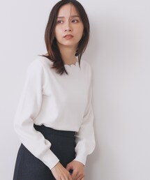 index | ラメスカラップビジューデザインニット【洗濯機OK】《6col/S～LL》(ニット/セーター)