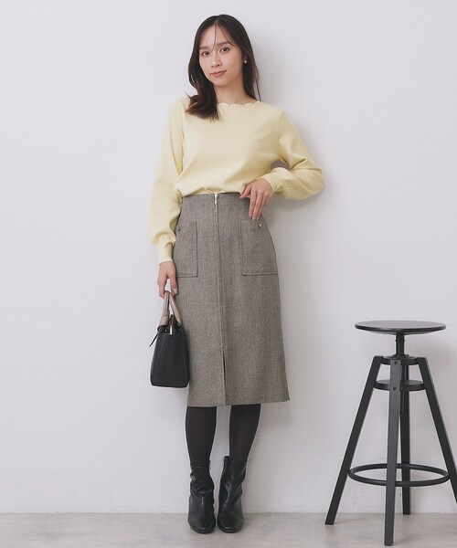 index（インデックス）の「ラメスカラップビジューデザインニット【洗濯機OK】《6col/S～LL》（ニット/セーター・レディース・サックスブルー系7/ネイビー/チャコール/ピンク系1/イエロー系その他/オフホワイト・36/38/40/42）」の15枚目の写真