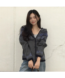NORDIC HOODIE KNIT CARDIGAN_4COLOR