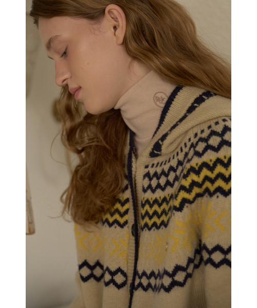 ANOETIC（アノエティック）の「NORDIC HOODIE KNIT CARDIGAN_4COLOR（カーディガン/ボレロ・レディース・ブラック/グレー/アイボリー/Cream・FREE）」の16枚目の写真