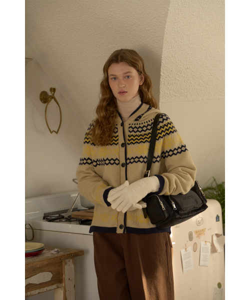 ANOETIC（アノエティック）の「NORDIC HOODIE KNIT CARDIGAN_4COLOR（カーディガン/ボレロ・レディース・ブラック/グレー/アイボリー/Cream・FREE）」の17枚目の写真