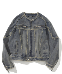 NOT4NERD（ノットフォーナード）の「Cut Off Non-Collar Denim Jacket - Deep Blue（デニムジャケット）」