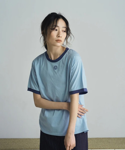 merrylatte（メリーラテ）の「logo ringer t-shirt（Tシャツ/カットソー・レディース・ブルー/グレー・FREE）」の2枚目の写真