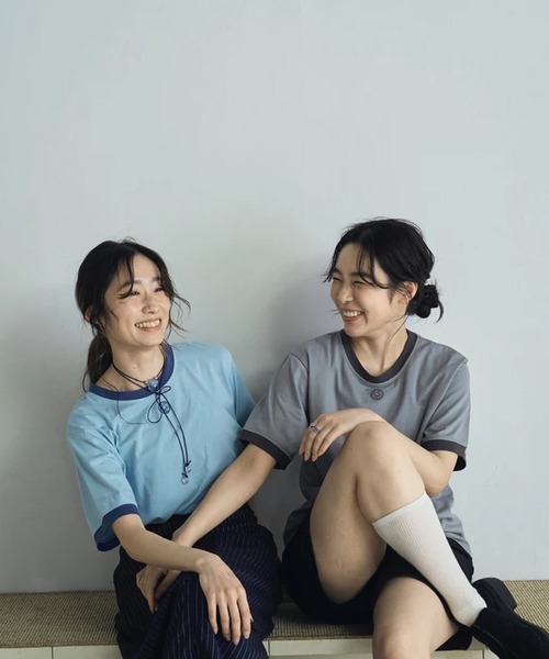 merrylatte（メリーラテ）の「logo ringer t-shirt（Tシャツ/カットソー・レディース・ブルー/グレー・FREE）」の18枚目の写真