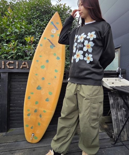 Loco Ocean(ロコオーシャン)の「HAWAII ALOHAプルメリア プリント スウェット(スウェット・レディース・グレー/ブラック・M/L)」の10枚目の写真