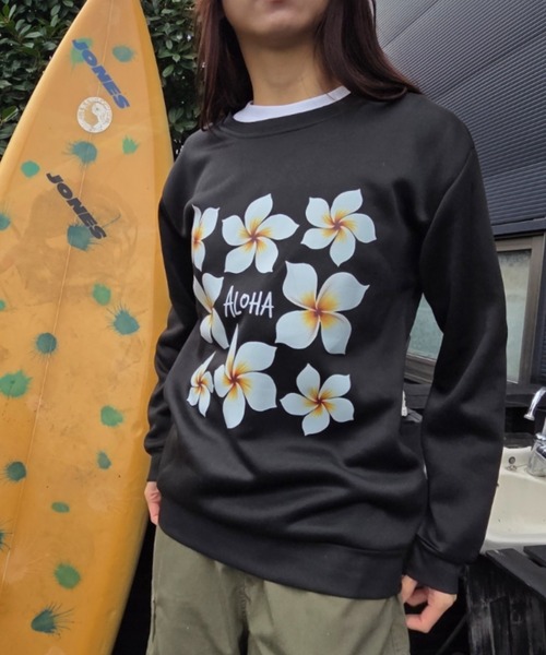 Loco Ocean(ロコオーシャン)の「HAWAII ALOHAプルメリア プリント スウェット(スウェット・レディース・グレー/ブラック・M/L)」の11枚目の写真