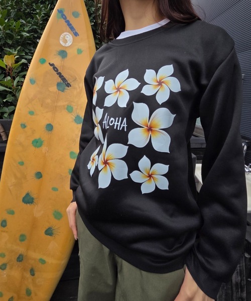 Loco Ocean(ロコオーシャン)の「HAWAII ALOHAプルメリア プリント スウェット(スウェット・レディース・グレー/ブラック・M/L)」の12枚目の写真