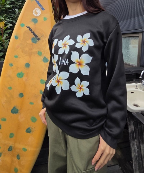 Loco Ocean(ロコオーシャン)の「HAWAII ALOHAプルメリア プリント スウェット(スウェット・レディース・グレー/ブラック・M/L)」の13枚目の写真