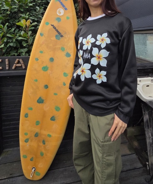 Loco Ocean(ロコオーシャン)の「HAWAII ALOHAプルメリア プリント スウェット(スウェット・レディース・グレー/ブラック・M/L)」の14枚目の写真