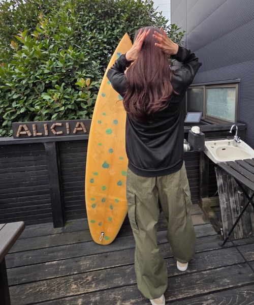Loco Ocean(ロコオーシャン)の「HAWAII ALOHAプルメリア プリント スウェット(スウェット・レディース・グレー/ブラック・M/L)」の5枚目の写真