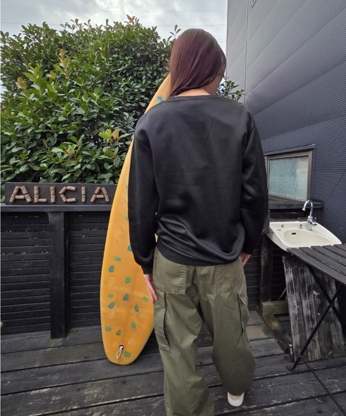 Loco Ocean(ロコオーシャン)の「HAWAII ALOHAプルメリア プリント スウェット(スウェット・レディース・グレー/ブラック・M/L)」の6枚目の写真