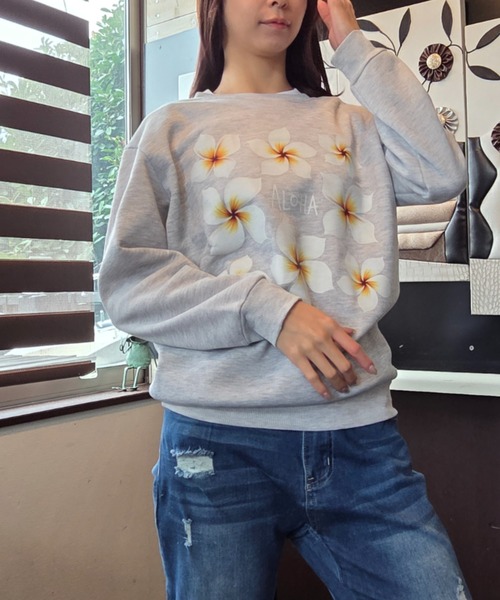 Loco Ocean(ロコオーシャン)の「HAWAII ALOHAプルメリア プリント スウェット(スウェット・レディース・グレー/ブラック・M/L)」の22枚目の写真