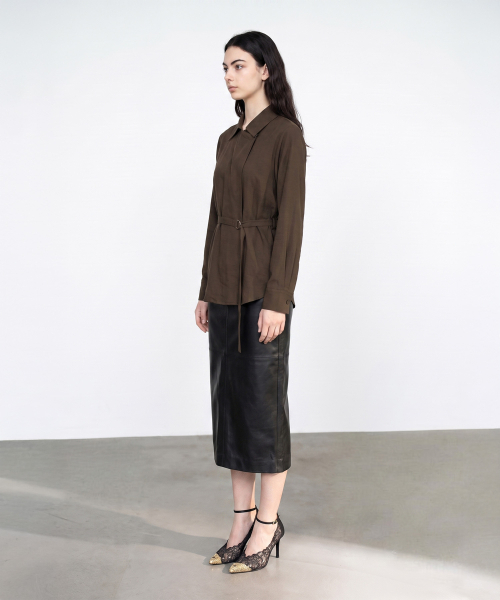 MAYVERU（メイバーユー）の「Dakota Belt Blouse _ Brown（シャツ/ブラウス・レディース・その他・F）」の5枚目の写真