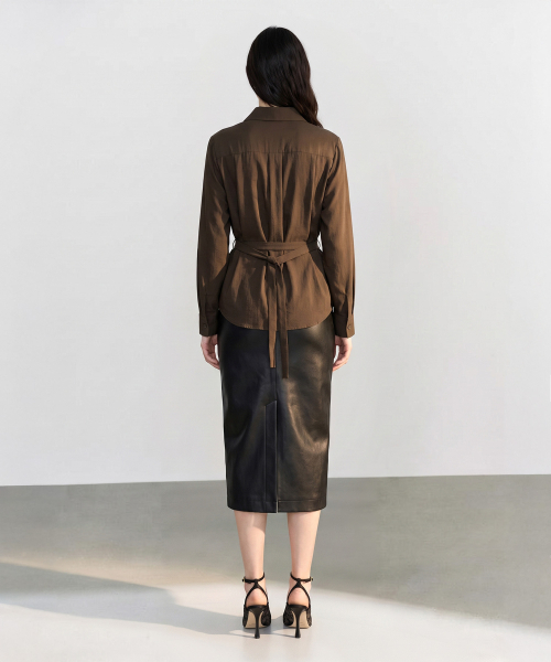 MAYVERU（メイバーユー）の「Dakota Belt Blouse _ Brown（シャツ/ブラウス・レディース・その他・F）」の2枚目の写真