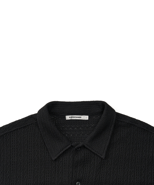 EXCONTAINER（エックスコンテナ）の「ボタンクロシェハーフシャツ（ブラック）（シャツ/ブラウス・メンズ・その他・MEDIUM/LARGE/X-LARGE）」の2枚目の写真