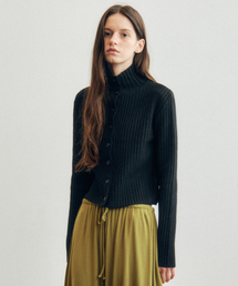 Essential Soft High Neck Knit Cardigan_CTK242(Black)