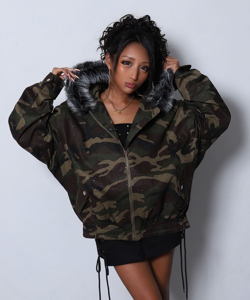 BLACK QUEEN ❤︎ ラメ入りファーブルゾン ❤︎ アウター セール】【BLACKQUEEN】ラメ入りファーブルゾン（ブルゾン