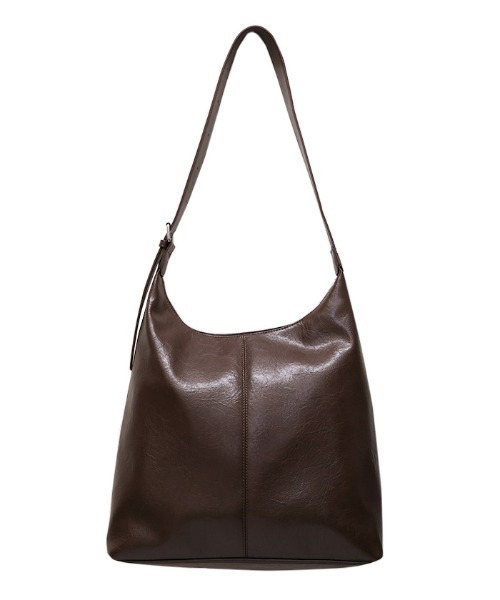 select MOCA（セレクトモカ）の「フェイクレザービッグホーボーバッグ（ショルダーバッグ・レディース・ブラウン/ブラック・FREE）」の18枚目の写真