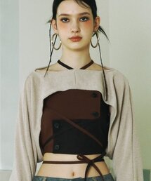 SETSETSET（セットセットセット）の「シグネチャークロスオーバーデニムタンクトップブラウン（その他トップス）」