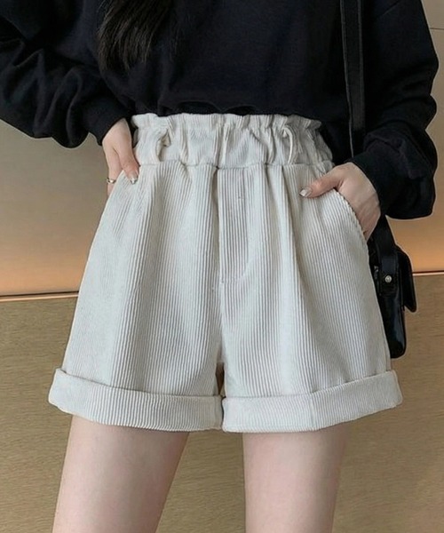 cammie(キャミー)の「コーデュロイショートパンツ(その他パンツ・レディース・ブラウン/アイボリー/ブラック・M/L)」の1枚目の写真
