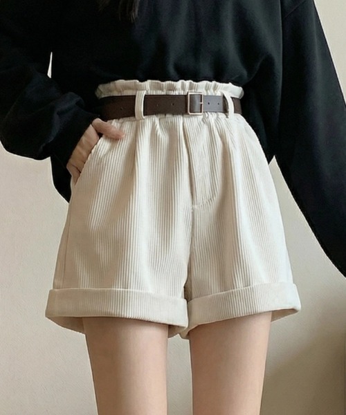 cammie(キャミー)の「コーデュロイショートパンツ(その他パンツ・レディース・ブラウン/アイボリー/ブラック・M/L)」の4枚目の写真