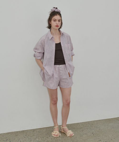 320SHOWROOM（320ショールーム）の「Plain Check Banding Pocket Shorts Pink（その他パンツ・レディース・ピンク・FREE）」の2枚目の写真