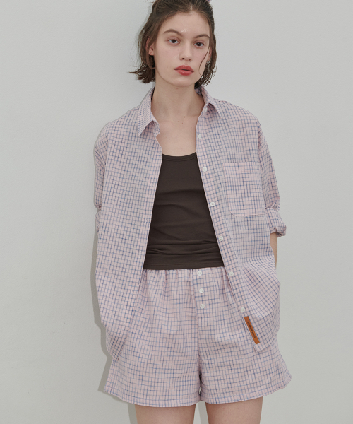 320SHOWROOM（320ショールーム）の「Plain Check Banding Pocket Shorts Pink（その他パンツ・レディース・ピンク・FREE）」の3枚目の写真