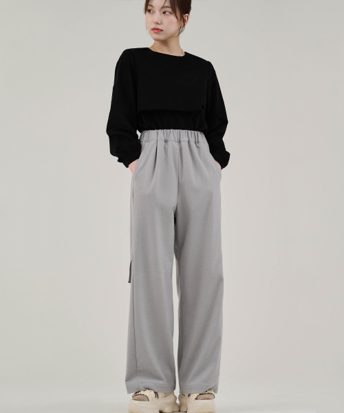 HYEYEONG KIM(ヘヨン キム)の「フリースサイドベルトトラウザー-グレー(スウェットパンツ・レディース・グレー・SMALL/MEDIUM)」の1枚目の写真