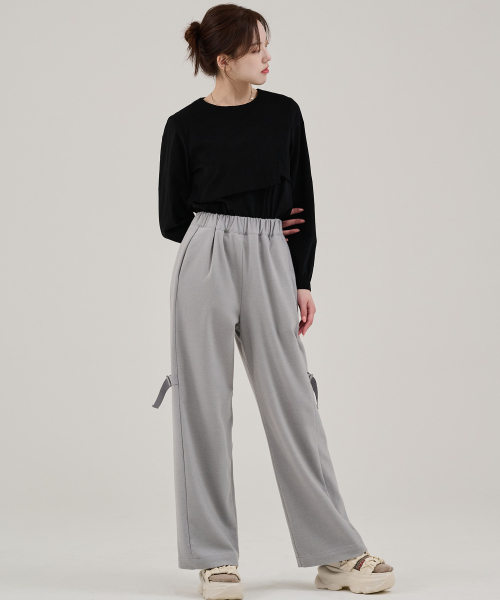 HYEYEONG KIM(ヘヨン キム)の「フリースサイドベルトトラウザー-グレー(スウェットパンツ・レディース・グレー・SMALL/MEDIUM)」の3枚目の写真