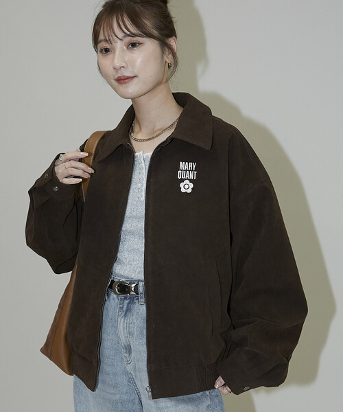 マリークワント　ダークブラウン ジャケット フリーサイズ MARY QUANT/PATCH STUDIUM JACKET｜Daytona Park(FREAK'S STORE公式通販)