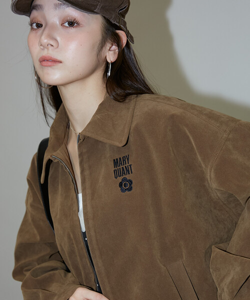 マリークワント　ダークブラウン ジャケット フリーサイズ MARY QUANT/PATCH STUDIUM JACKET｜Daytona Park(FREAK'S STORE公式通販)