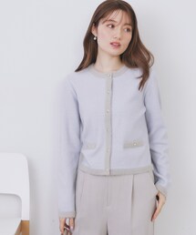 index（インデックス）の「フェザーバイカラークルーネックカーディガン【洗濯機OK】（カーディガン/ボレロ）」