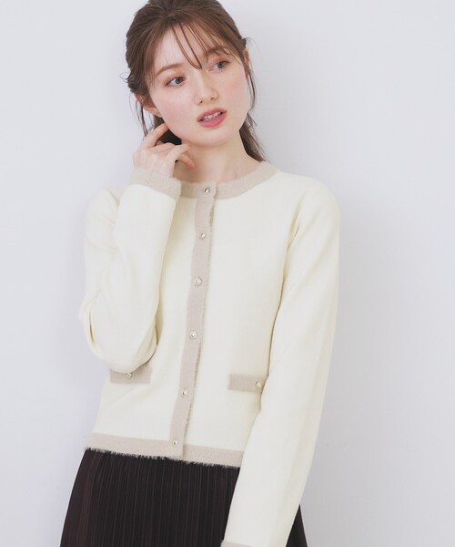 index(インデックス)の「フェザーバイカラークルーネックカーディガン【洗濯機OK】(カーディガン/ボレロ・レディース・ブラック系4/ホワイト系7/ベージュ系その他7/サックスブルー系4・36/38/40/42)」の20枚目の写真