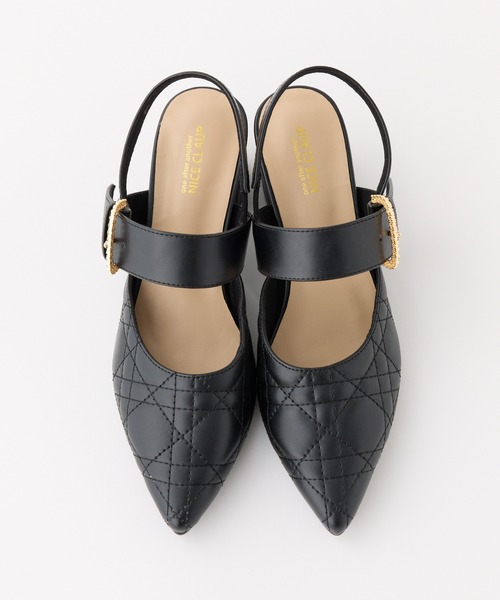 one after another NICE CLAUP（ワンアフターアナザーナイスクラップ）の「ビジューバックルキルティングミュール（パンプス・レディース・アイボリー/ブラック/ピンク・S/M/L）」の4枚目の写真