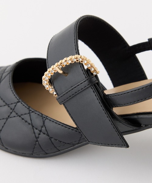 one after another NICE CLAUP（ワンアフターアナザーナイスクラップ）の「ビジューバックルキルティングミュール（パンプス・レディース・アイボリー/ブラック/ピンク・S/M/L）」の9枚目の写真