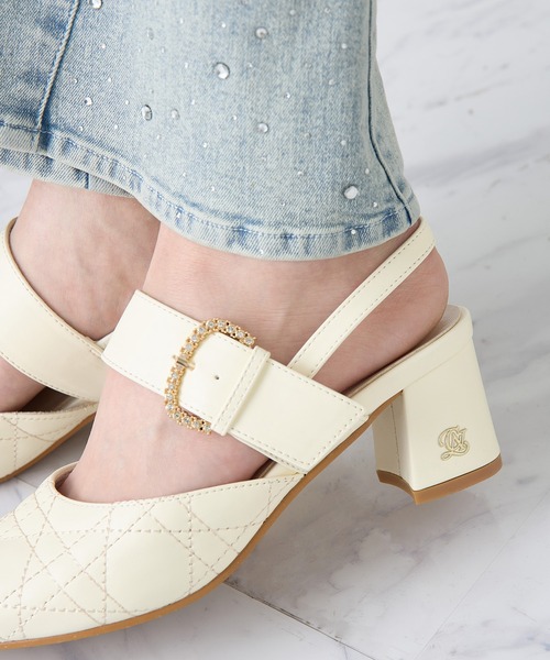 one after another NICE CLAUP（ワンアフターアナザーナイスクラップ）の「ビジューバックルキルティングミュール（パンプス・レディース・ブラック/アイボリー/ピンク・S/L/M）」の16枚目の写真