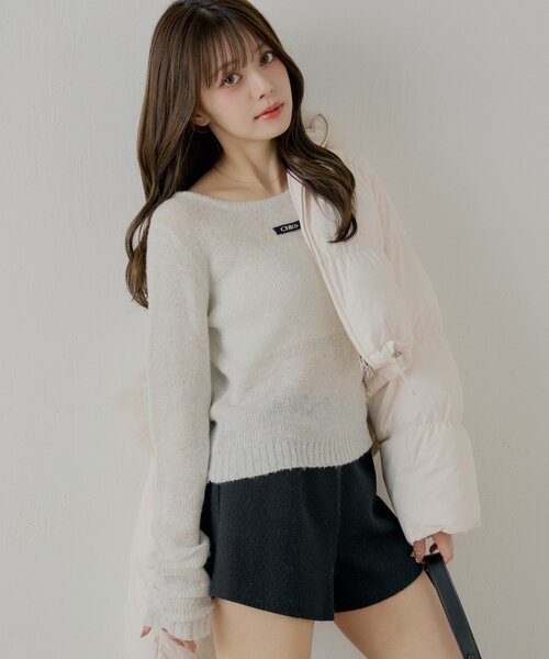 Chico（チコ）の「ラメシアーコンパクトニット（ニット/セーター・レディース・ベージュ/アイボリー/ブラック/ピンク・FREE）」の2枚目の写真