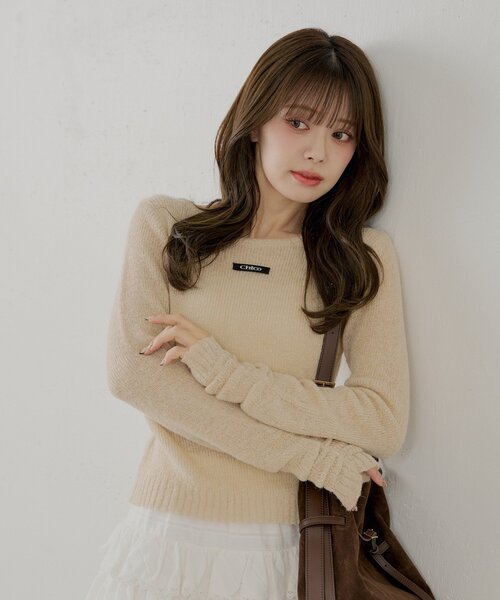 Chico（チコ）の「ラメシアーコンパクトニット（ニット/セーター・レディース・ベージュ/アイボリー/ブラック/ピンク・FREE）」の5枚目の写真