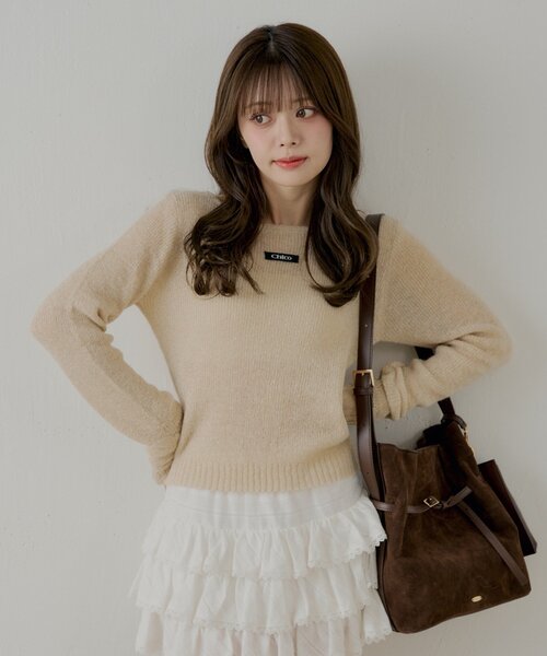 Chico（チコ）の「ラメシアーコンパクトニット（ニット/セーター・レディース・ベージュ/アイボリー/ブラック/ピンク・FREE）」の9枚目の写真