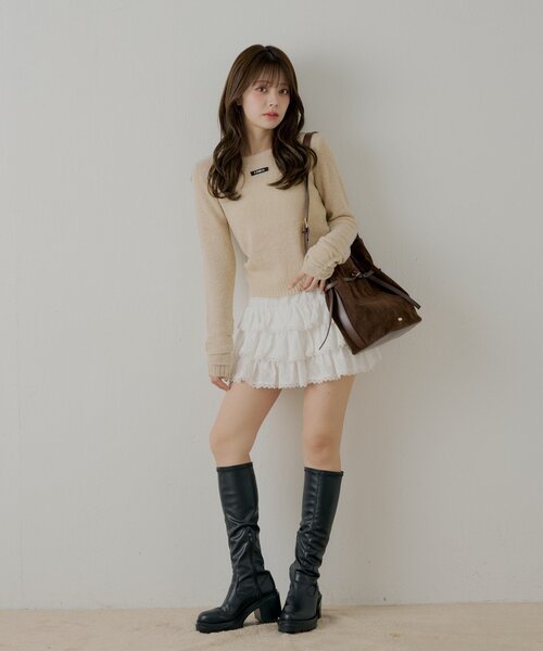 Chico（チコ）の「ラメシアーコンパクトニット（ニット/セーター・レディース・ベージュ/アイボリー/ブラック/ピンク・FREE）」の11枚目の写真