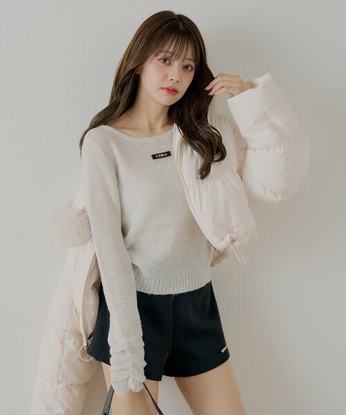 Chico（チコ）の「ラメシアーコンパクトニット（ニット/セーター・レディース・ベージュ/アイボリー/ブラック/ピンク・FREE）」の12枚目の写真