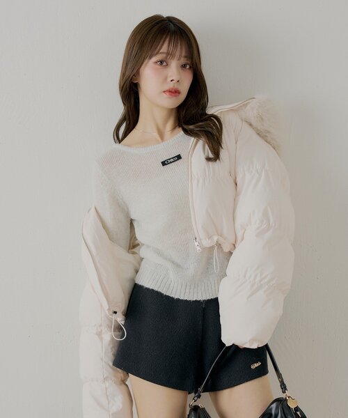 Chico（チコ）の「ラメシアーコンパクトニット（ニット/セーター・レディース・ベージュ/アイボリー/ブラック/ピンク・FREE）」の14枚目の写真