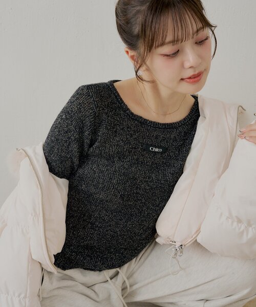 Chico（チコ）の「ラメシアーコンパクトニット（ニット/セーター・レディース・ベージュ/アイボリー/ブラック/ピンク・FREE）」の20枚目の写真
