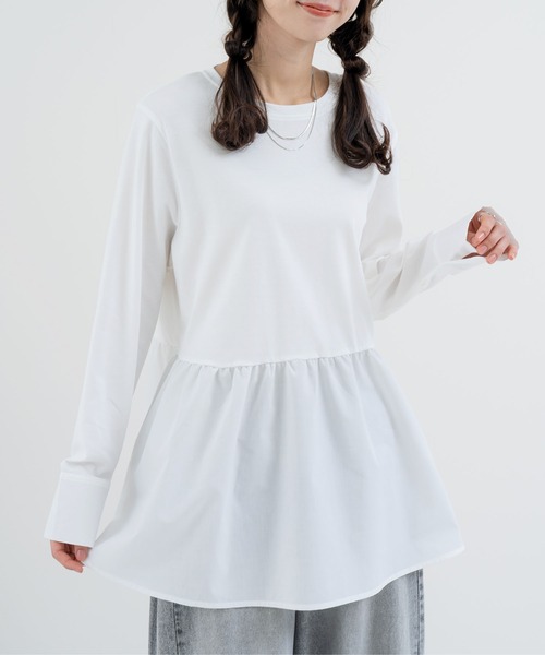 ANNA LUNA(アンナルナ)の「【ANNA LUNA】 大人フェミニン な 布帛切替 ペプラム トップス(Tシャツ/カットソー・レディース・ホワイト系その他/オフホワイト・MEDIUM)」の1枚目の写真