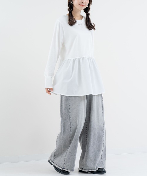 ANNA LUNA(アンナルナ)の「【ANNA LUNA】 大人フェミニン な 布帛切替 ペプラム トップス(Tシャツ/カットソー・レディース・ホワイト系その他/オフホワイト・MEDIUM)」の8枚目の写真