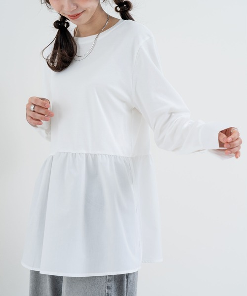 ANNA LUNA(アンナルナ)の「【ANNA LUNA】 大人フェミニン な 布帛切替 ペプラム トップス(Tシャツ/カットソー・レディース・ホワイト系その他/オフホワイト・MEDIUM)」の14枚目の写真