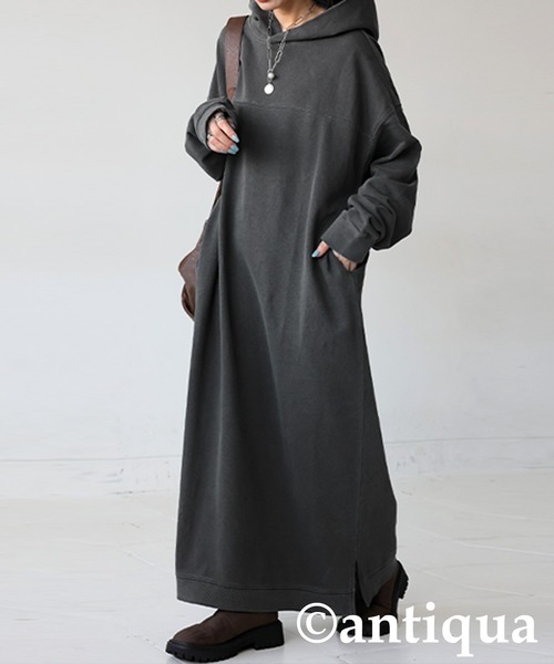 antiqua(アンティカ)の「フード付き ロングワンピース(ワンピース・レディース・ブラック/スミクロ・ONESIZE)」の11枚目の写真