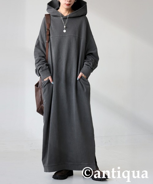 antiqua(アンティカ)の「フード付き ロングワンピース(ワンピース・レディース・ブラック/スミクロ・ONESIZE)」の13枚目の写真